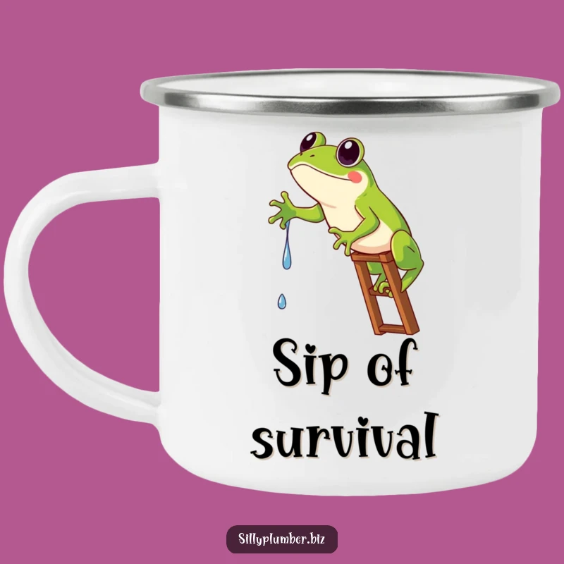 Funny Frog Ladder Camping Mug: Outdoor Humor for Campers