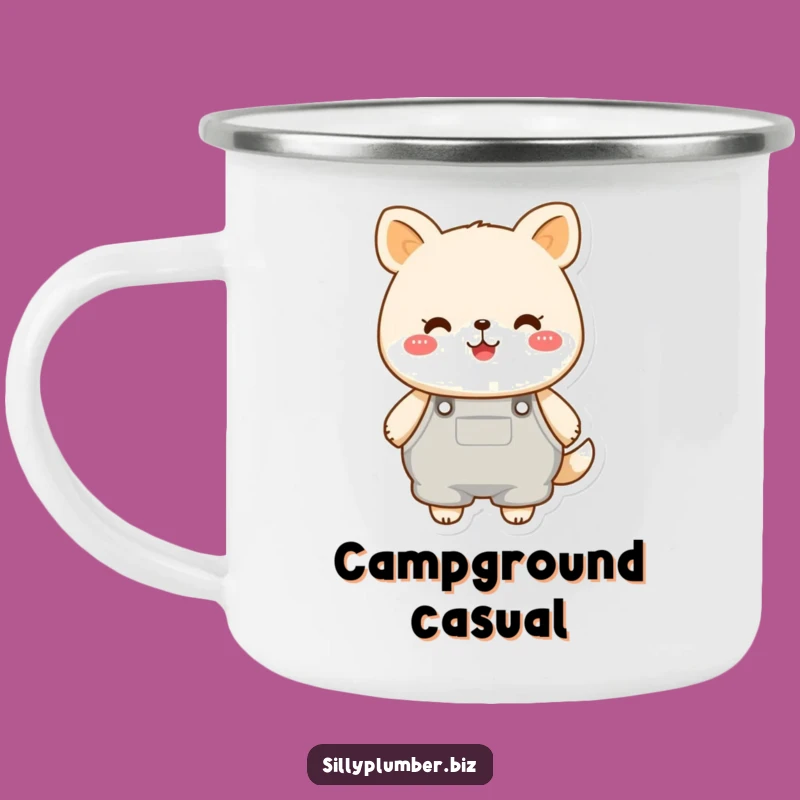 Funny Overalls Animal Camping Mug: Campfire Comfort and Style