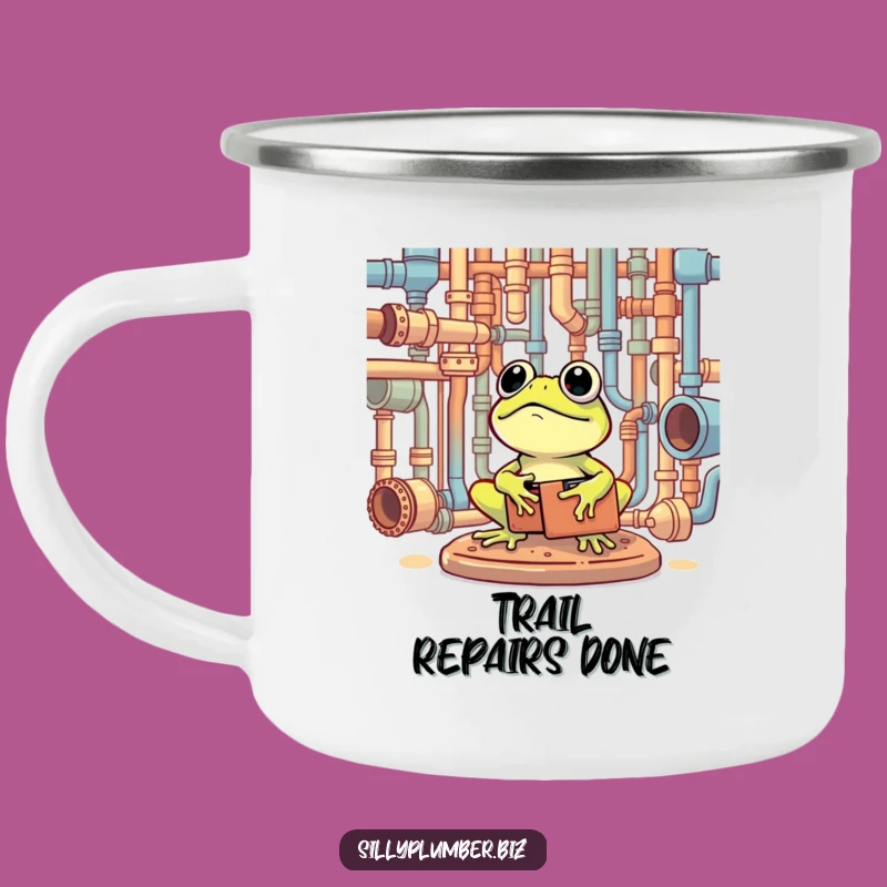 Funny Frog Plumber Camping Mug: Outdoor Repair Humor