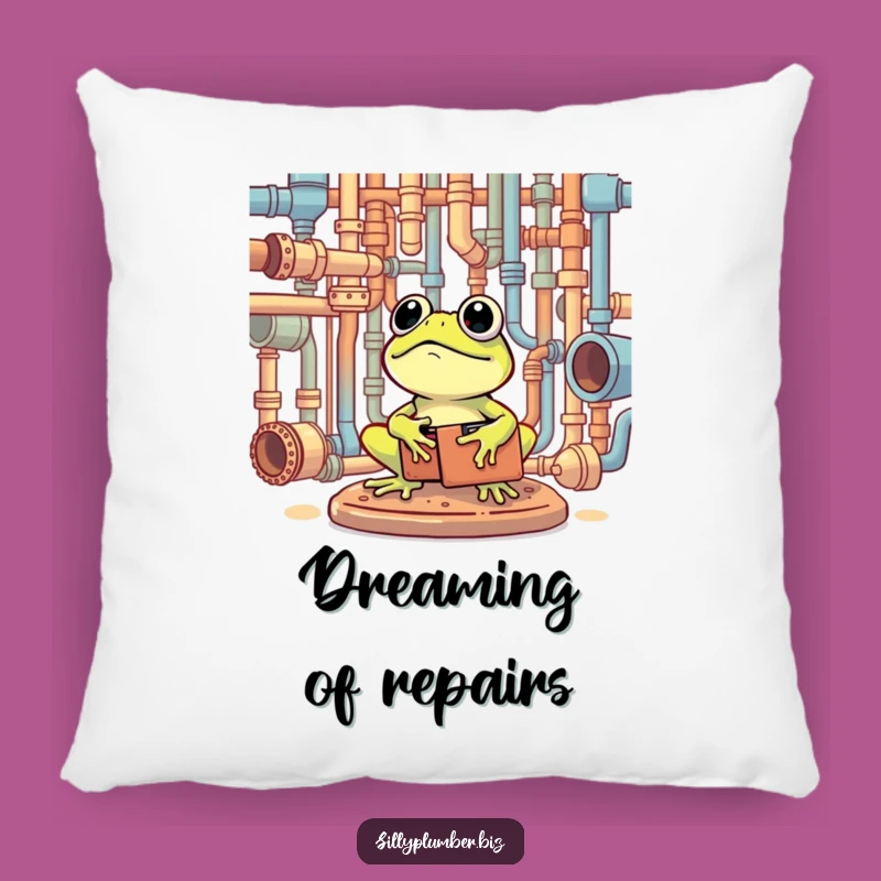 Funny Frog Plumber Pillow: Comfy Cushion for Repair Enthusiasts