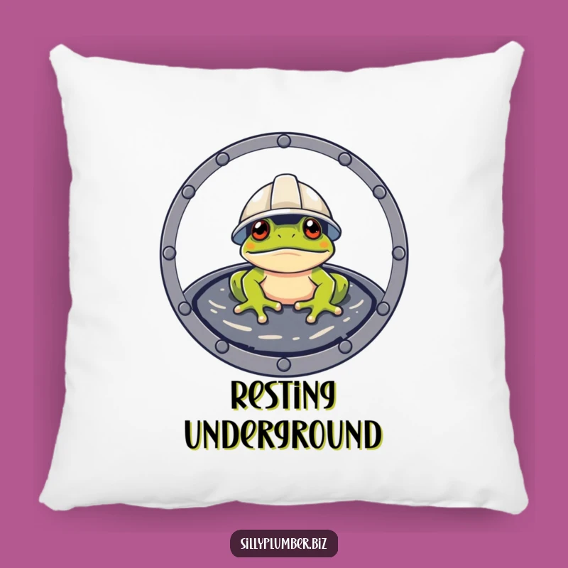 Funny Frog Hard Hat Pillow: Comfy Cushion for Construction Fans