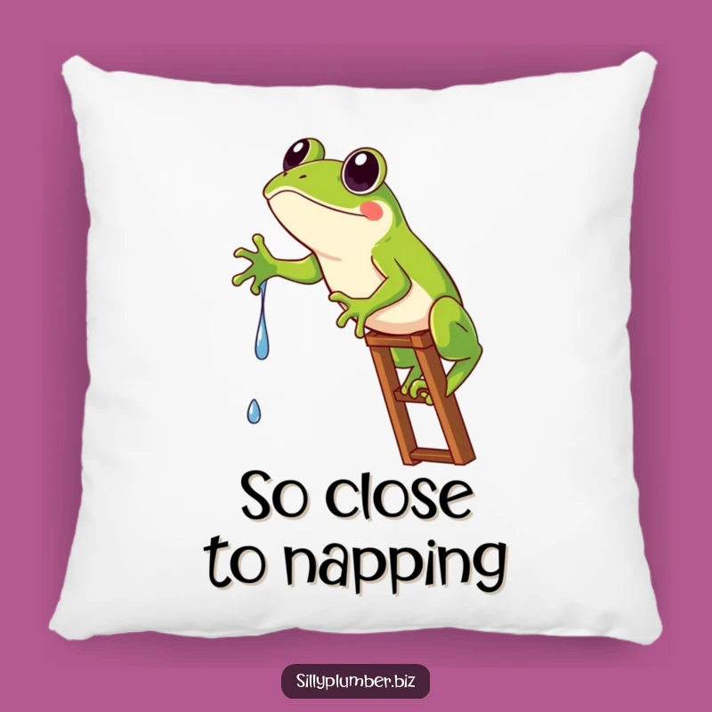 Funny Frog Ladder Pillow: Comfy Cushion for Relatable Humor