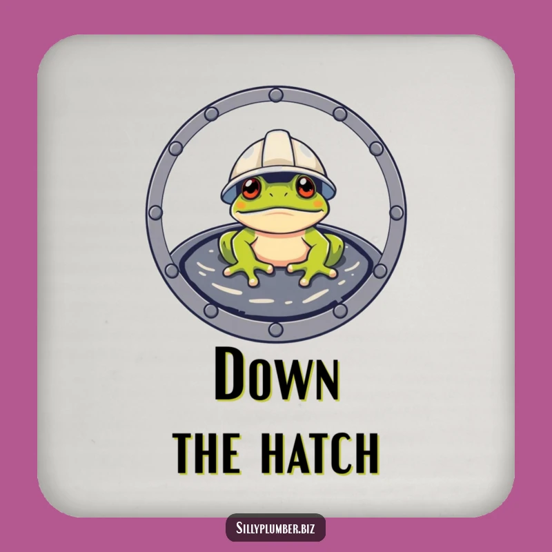 Funny Frog Hard Hat Coaster: Protect Surfaces with Construction Fun
