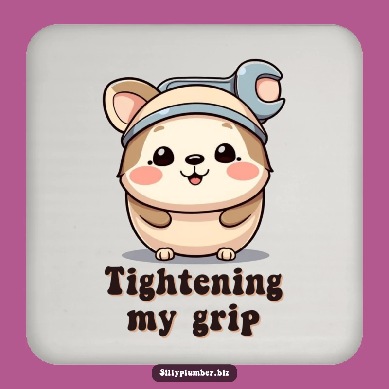 Funny Wrench Hat Animal Coaster: Protect Surfaces with Tool Time Humor