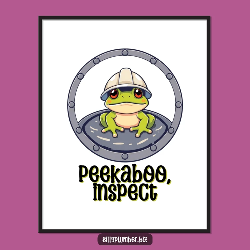 Funny Frog Hard Hat Poster: Construction Art for Workshops