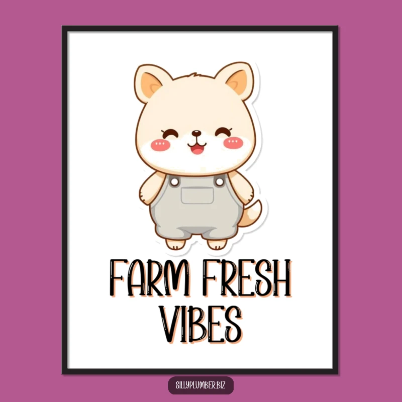 Funny Overalls Animal Poster: Wall Art That Spreads Cheer