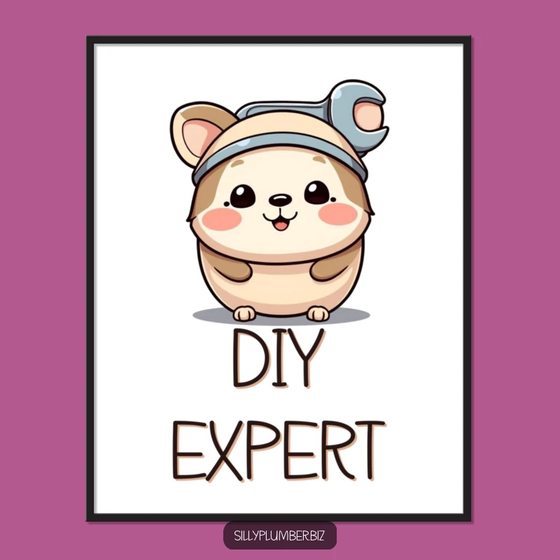 Funny Wrench Hat Animal Poster: Wall Art for the Handyperson