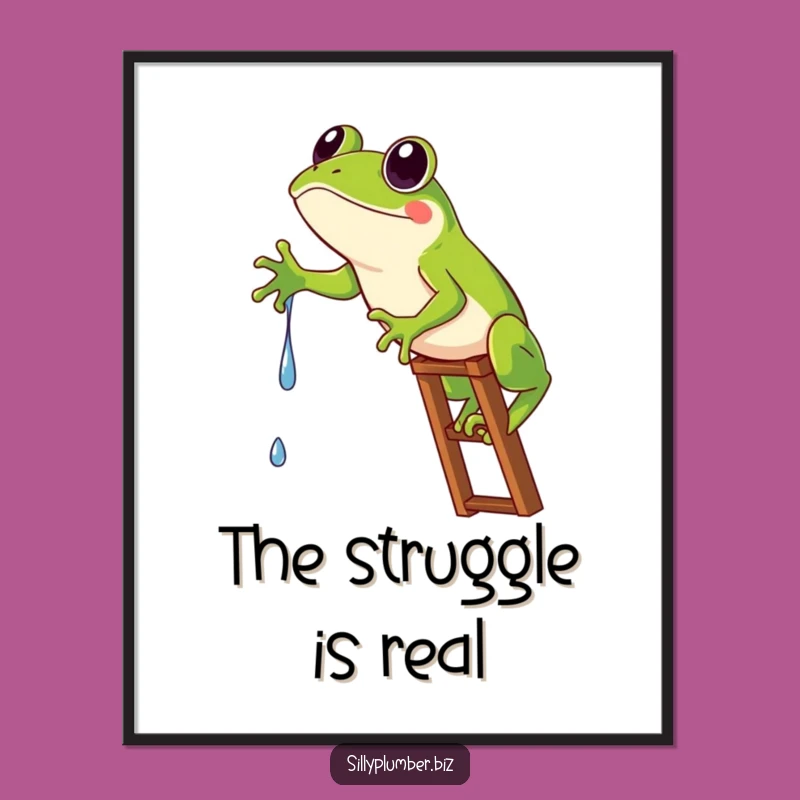 Funny Frog Ladder Poster: Comical Drip Art for Walls