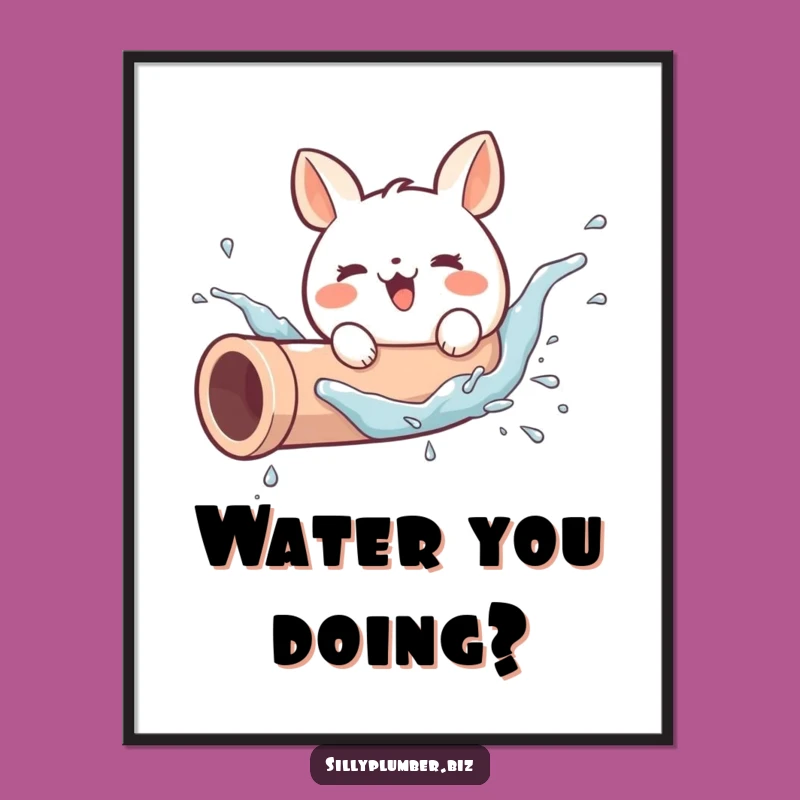 Funny Animal Splashing in Pipe Poster: Wall Art That Brings Laughter