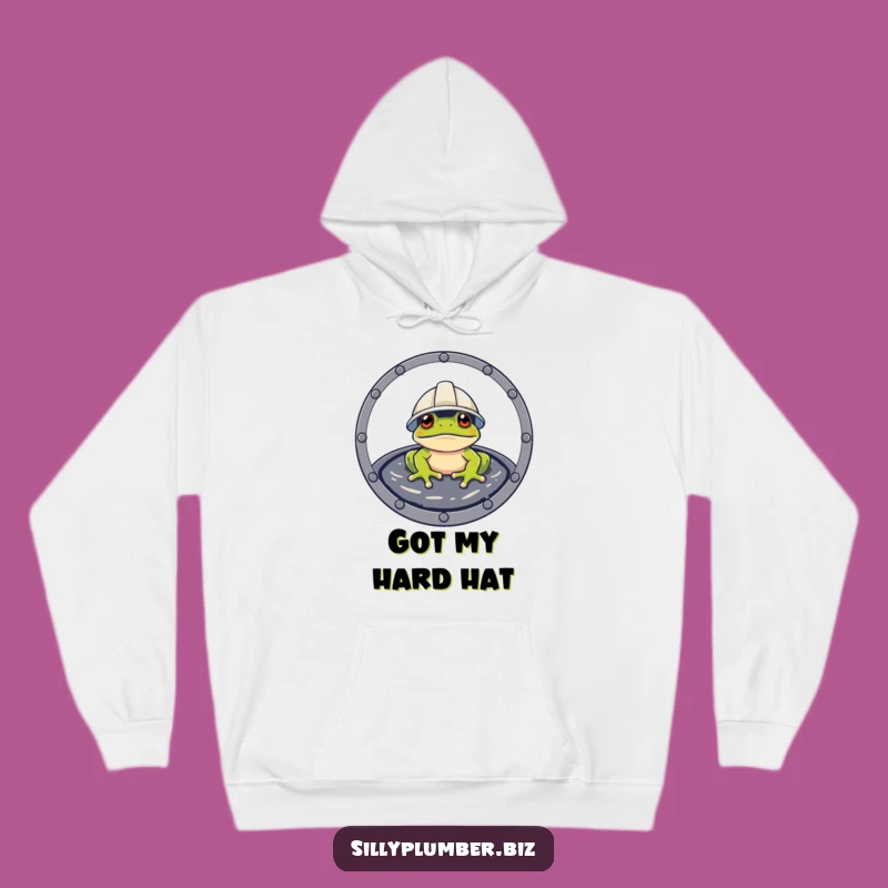 Funny Frog Hard Hat Hoodie: Cozy Sweatshirt for Builders