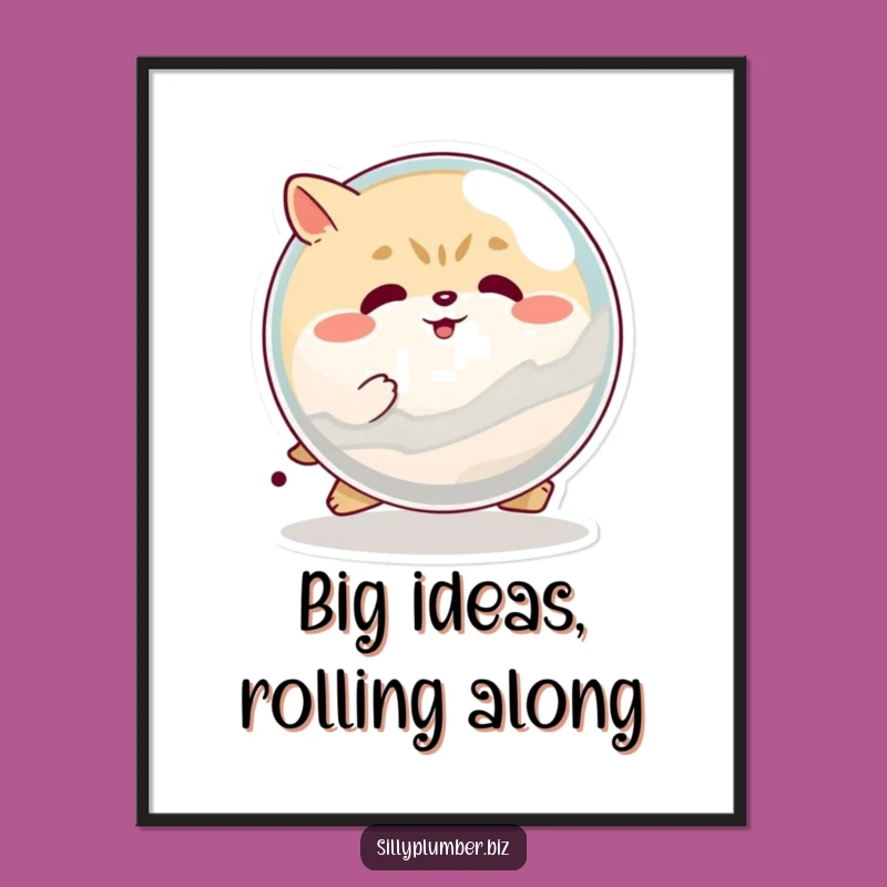 Free Printable Wall Art: Determined Marble Pusher Animal, Humorous Downloadable Decor