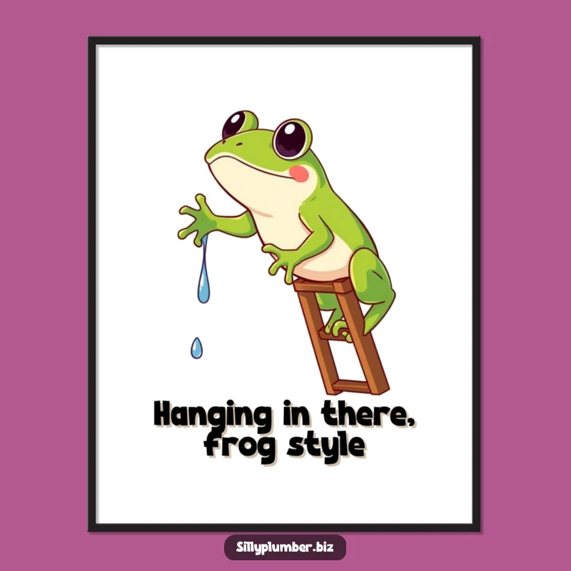 Funny Frog Wall Art: Free Printable Ladder Scene for Whimsical Decor