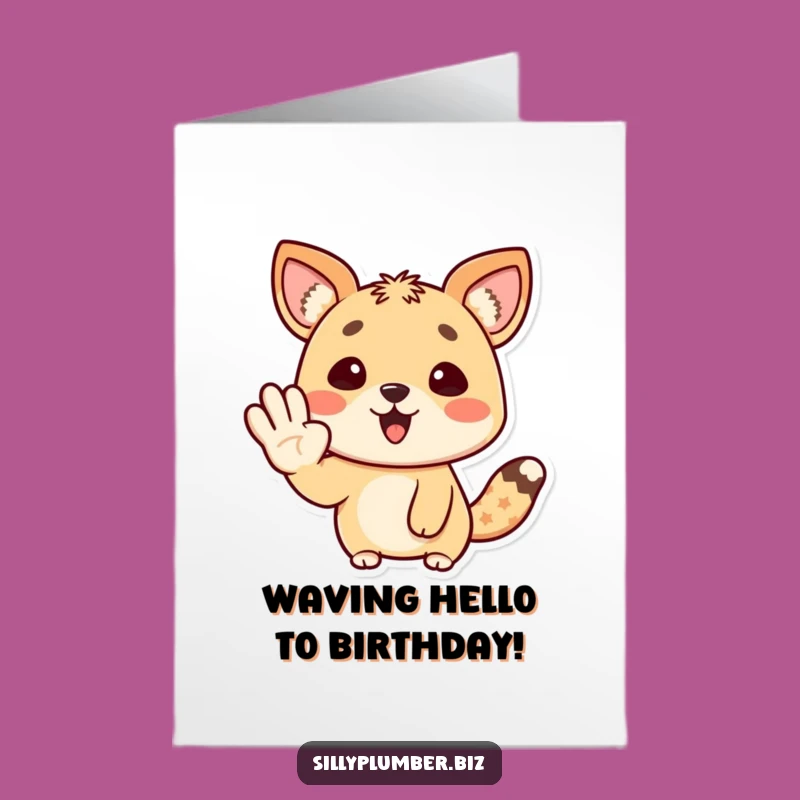 Free Printable Birthday Card: Happy Waving Animal for a Cheerful Celebration