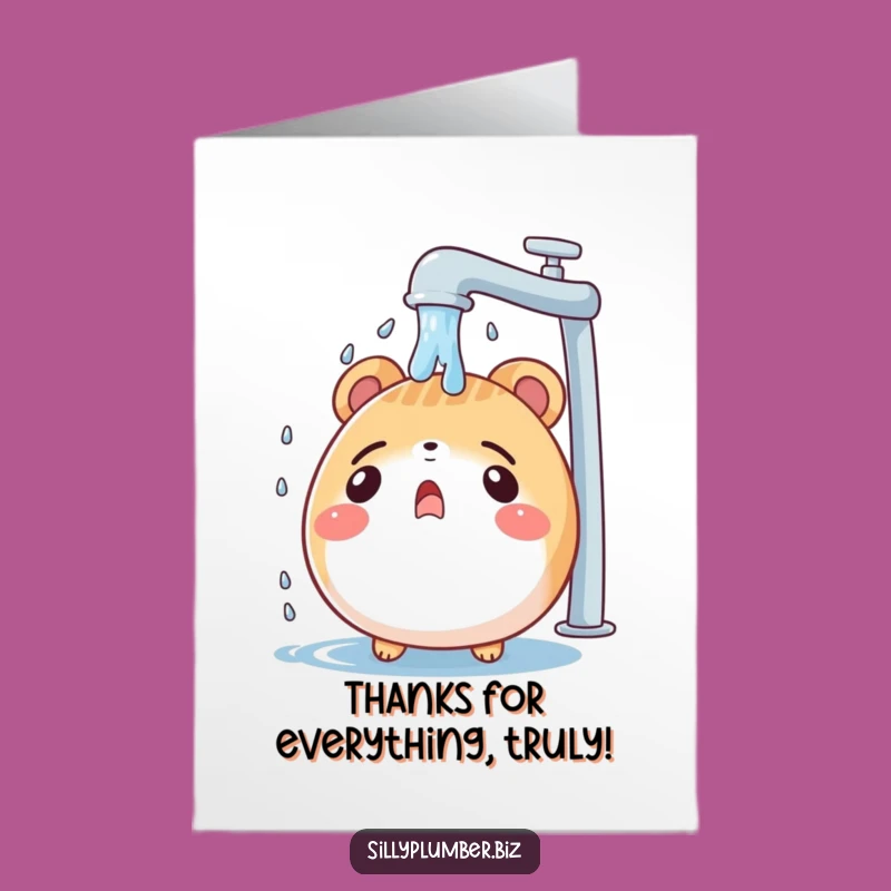 Free Printable Thank You Card: Leaky Faucet Shower, Humorous Animal Gratitude Download