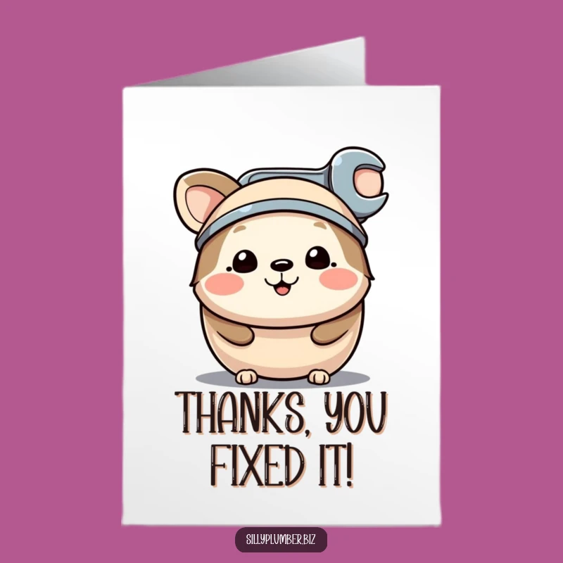 Free Printable Thank You Card: Wrench Hat Animal's Gratitude, Humorous DIY Download