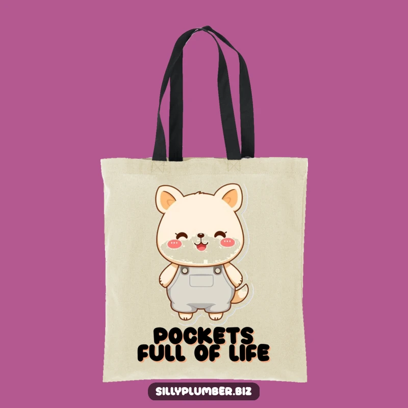 Funny Cheerful Animal Overalls Tote Bag: Carry Your Charm